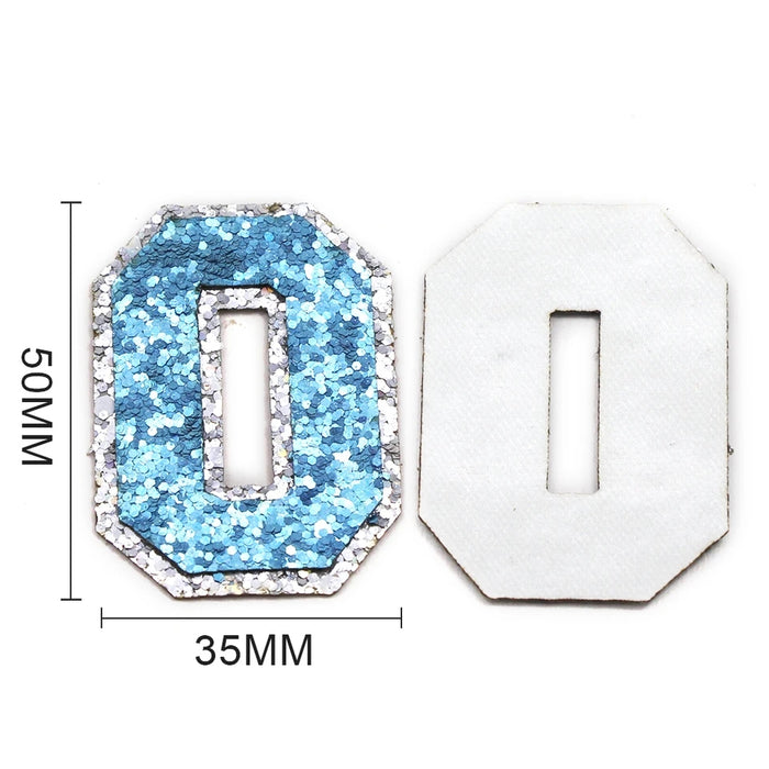 Blue Sequin 5cm Iron-On Patch Number 0