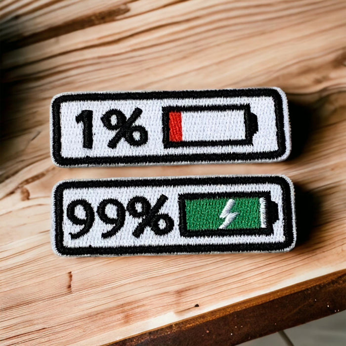 Battery Life Embroidered Iron-On Patches