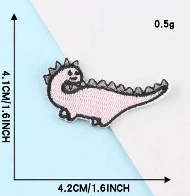 Pastel Dinosaur Embroidered Sticky Back Iron-On Patches