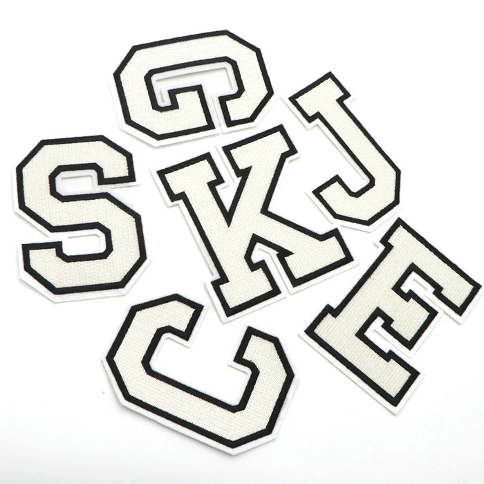 White Embroidered 11.3cm Iron On Patch Letters