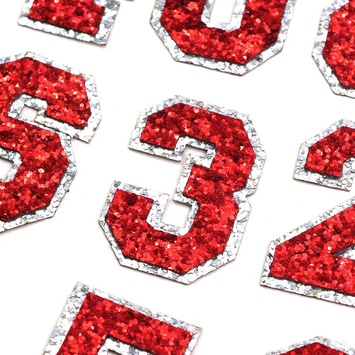 Red Sequin 5cm Iron-On Patch Numbers