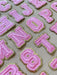 Pink Embroidered Gold Trim 6.2cm Iron On Patch Letters