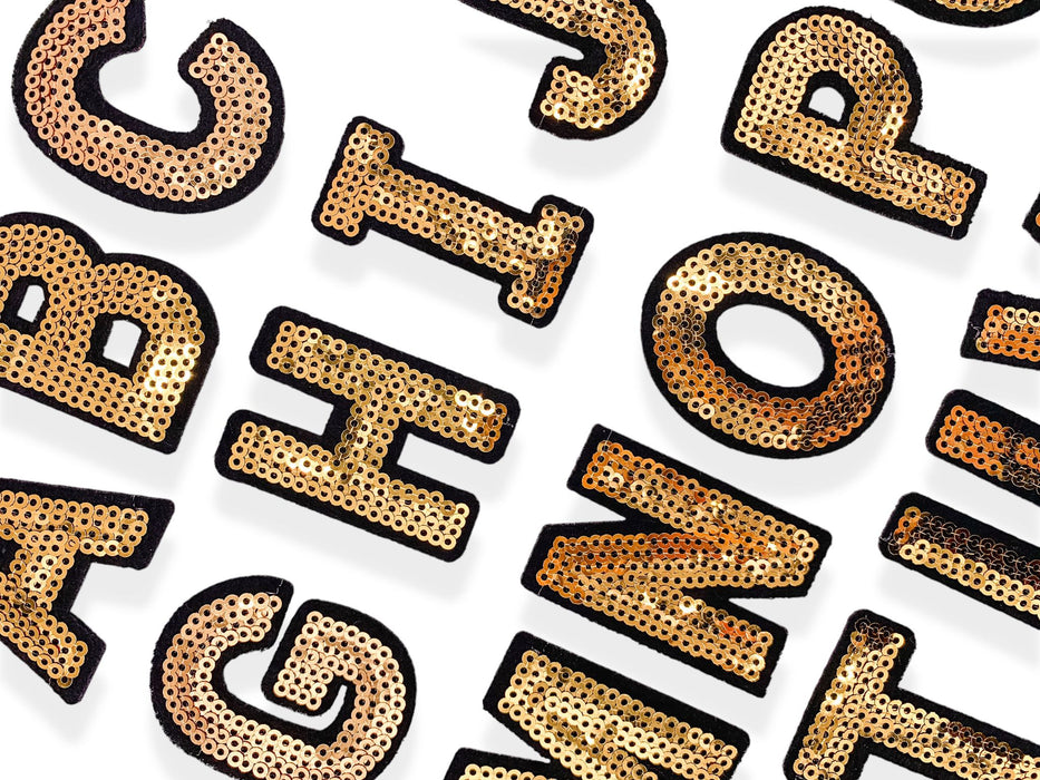 Bronze Sequin 4.9cm Iron On Patch Letters