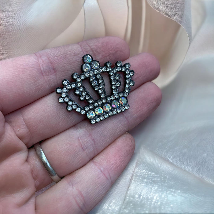 Crown Silver Rhinestone 3.8cm Iron-On Patches