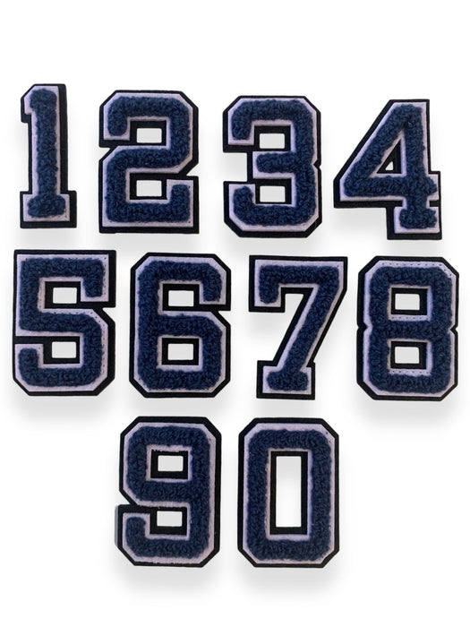 3D Varsity Style Navy 5cm Chenille Iron-On Patch Numbers