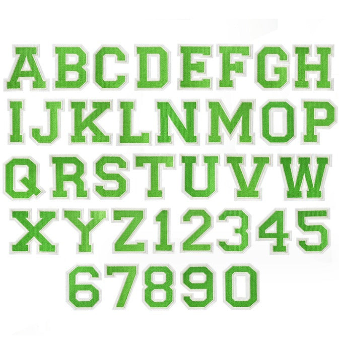 Green Embroidered 7.8cm Iron On Patch Letters & Numbers