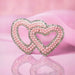 Pearl Rhinestone Double Pink Heart 6.7cm Iron-On Patches