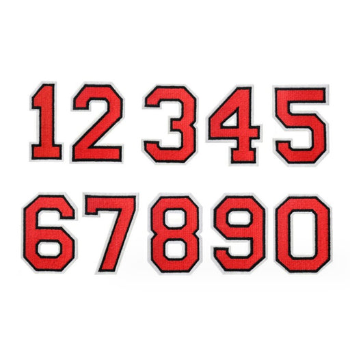 Red 7.8cm Embroidered Iron On Patch Numbers