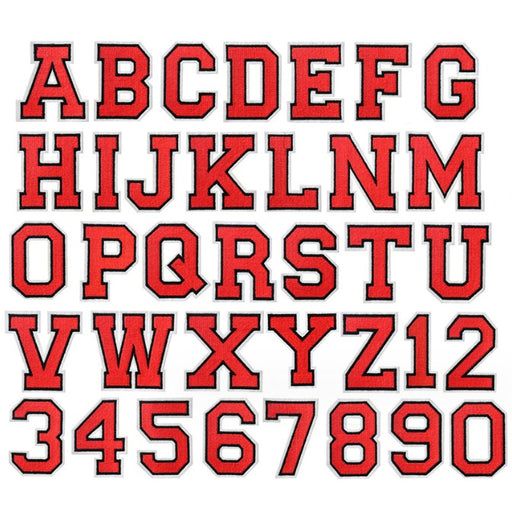 Red Embroidered 7.8cm Iron On Patch Letters & Numbers