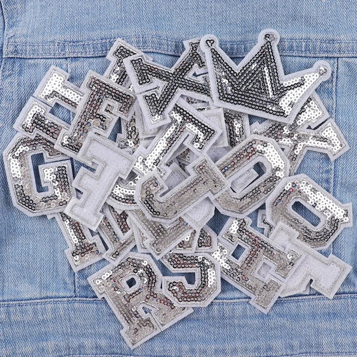 Silver Sequin 5.1cm Iron-On Patch Letters