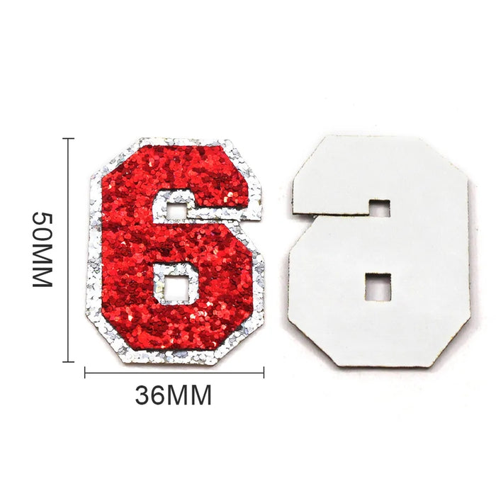 Red Sequin 5cm Iron-On Patch Number 6