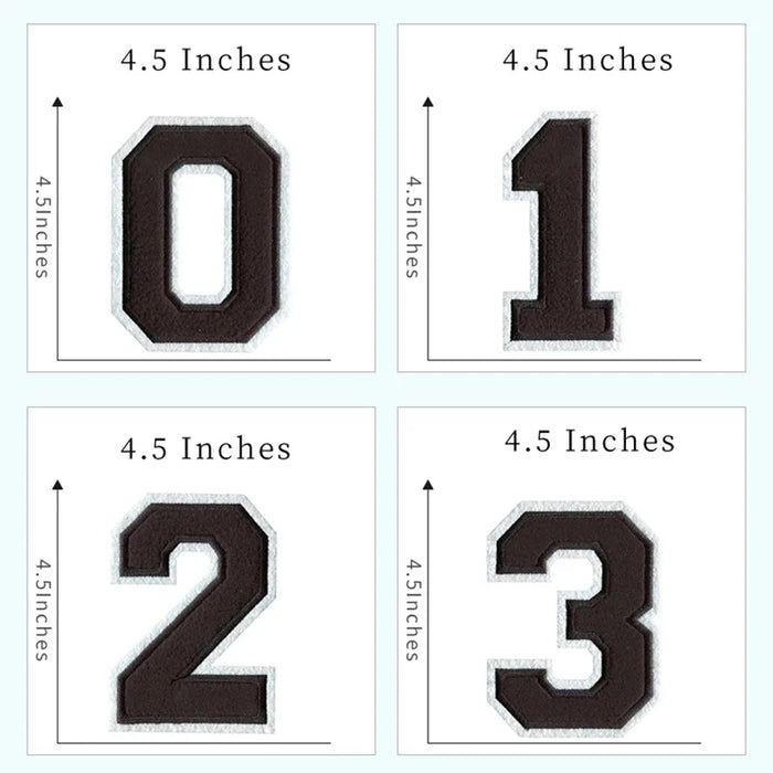 Black Embroidered 11.4cm Iron-On Patch Numbers