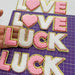 Luck & Love Pink & White Chenille 18.5cm Iron-On Patches