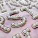 White Pearl Gold Rhinestone 6.7cm Iron On Patch Letters