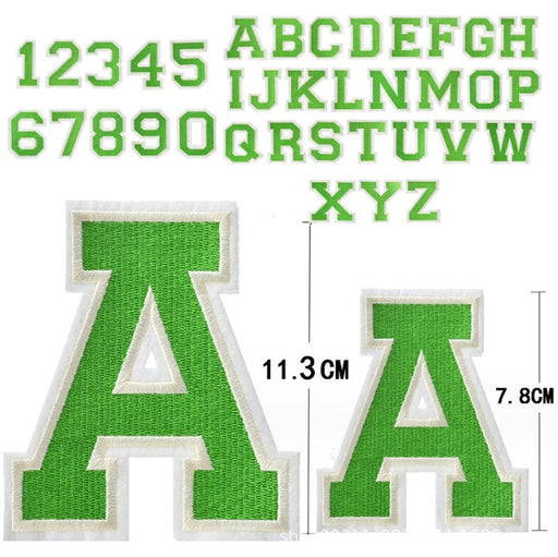 Green Embroidered 11.3cm Iron On Patch Letter A