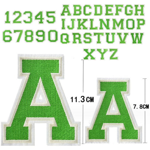 Green Embroidered 7.8cm Iron On Patch Letters A