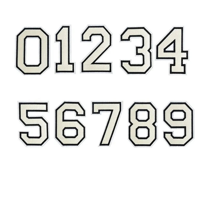 White Embroidered 11.3cm Iron On Patch Numbers