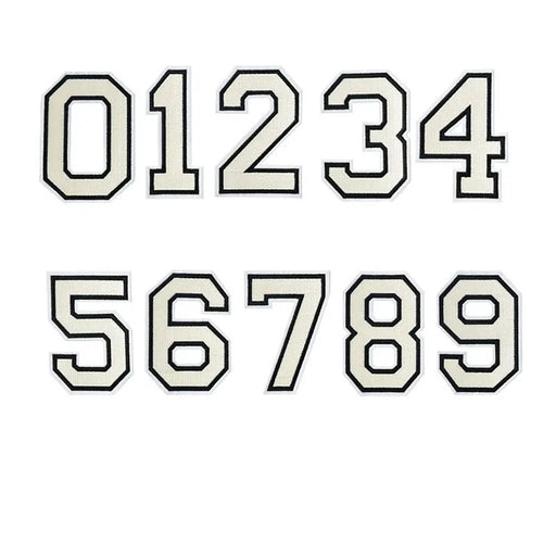 White 11.3cm Embroidered Iron On Patch Numbers