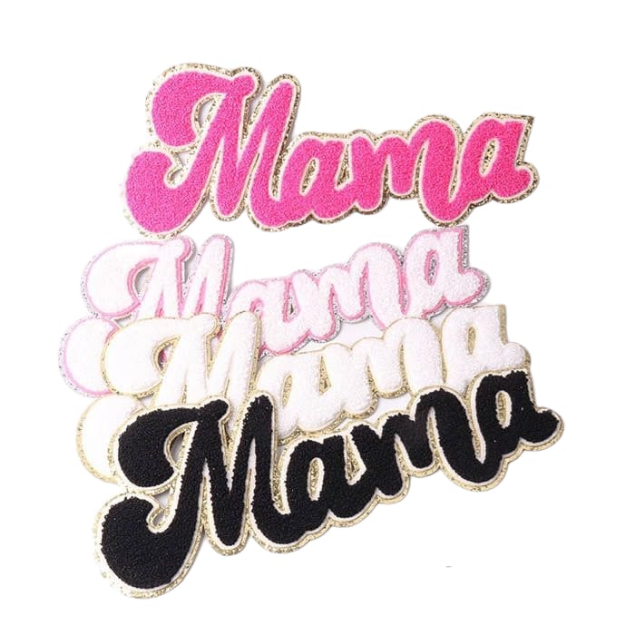 Mama 27cm x 11cm Gold Trim Chenille Iron-On Patch