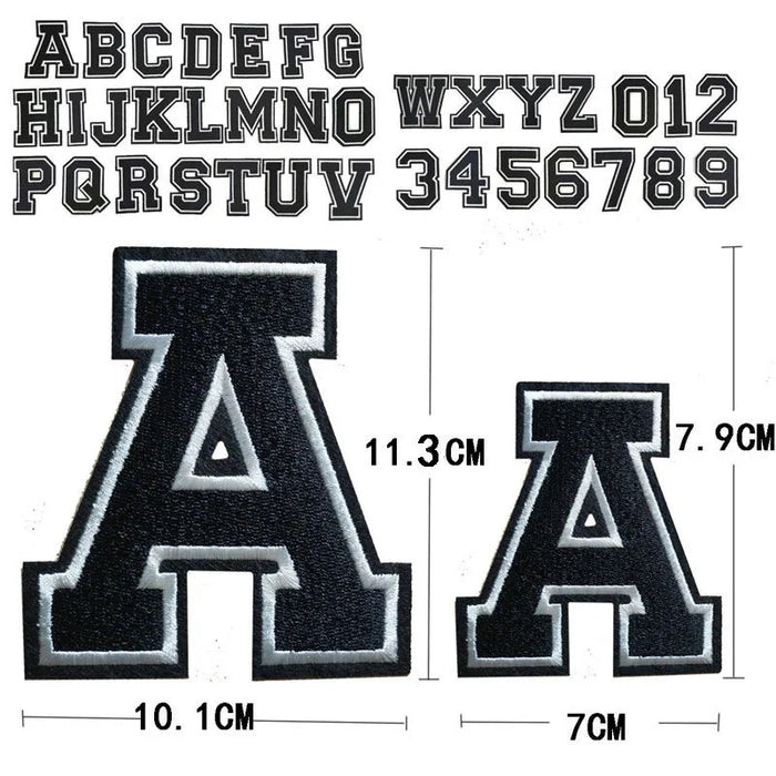 Black Varsity 7.9cm Iron-On Patch Letter A