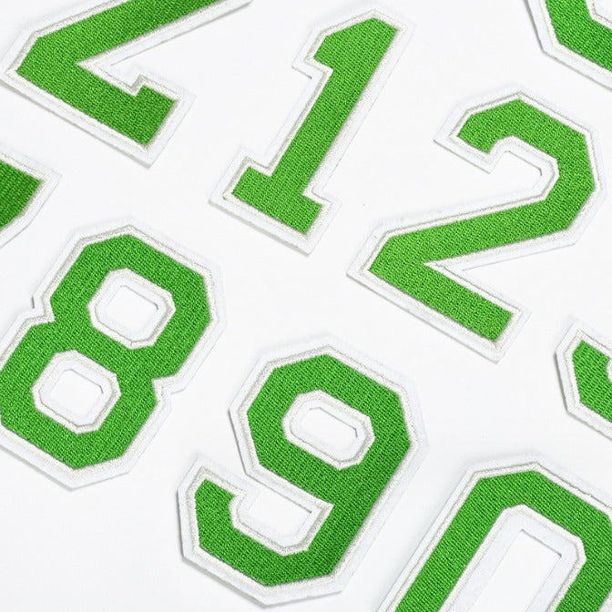 Green 7.8cm Embroidered Iron On Patch Numbers