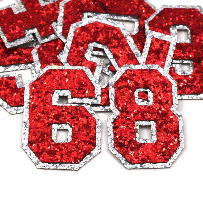 Red Sequin 5cm Iron-On Patch Numbers