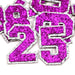 Dark Pink Sequin 5cm Iron-On Patch Numbers