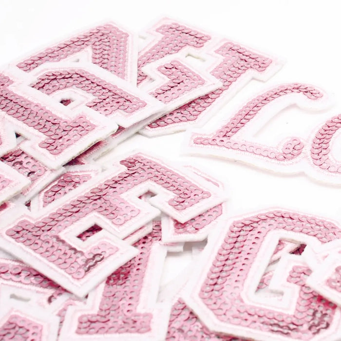 Pink Sequin 5.1cm Iron-On Patch Letters