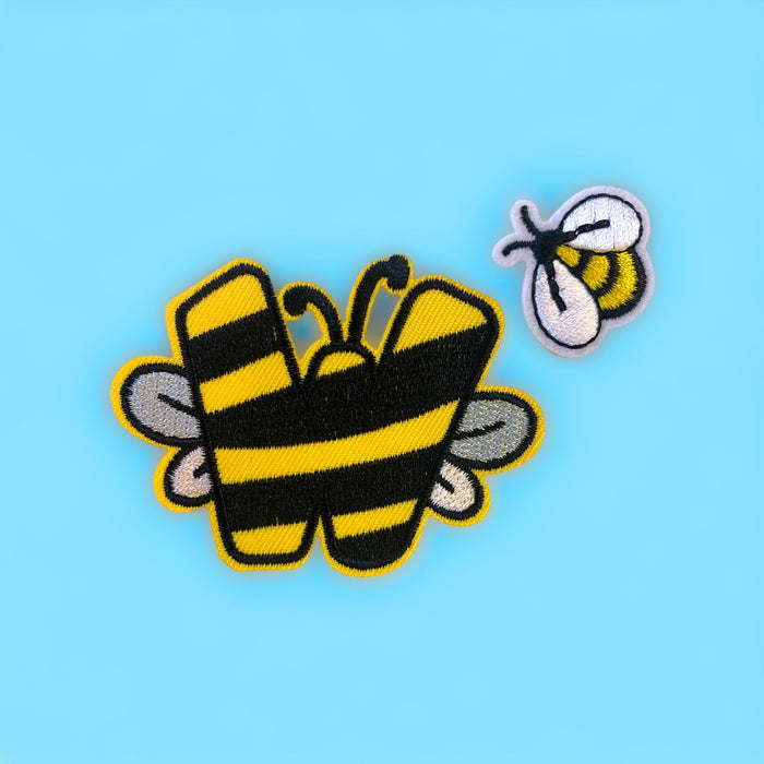 Honey bee embroidered iron on patch and W patch letter