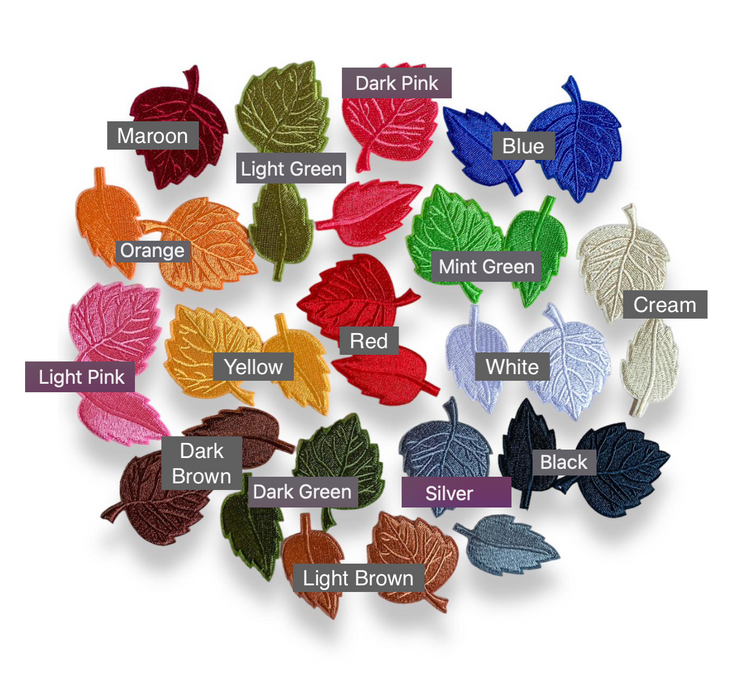 Colour selection of leaf iron-on applique patches