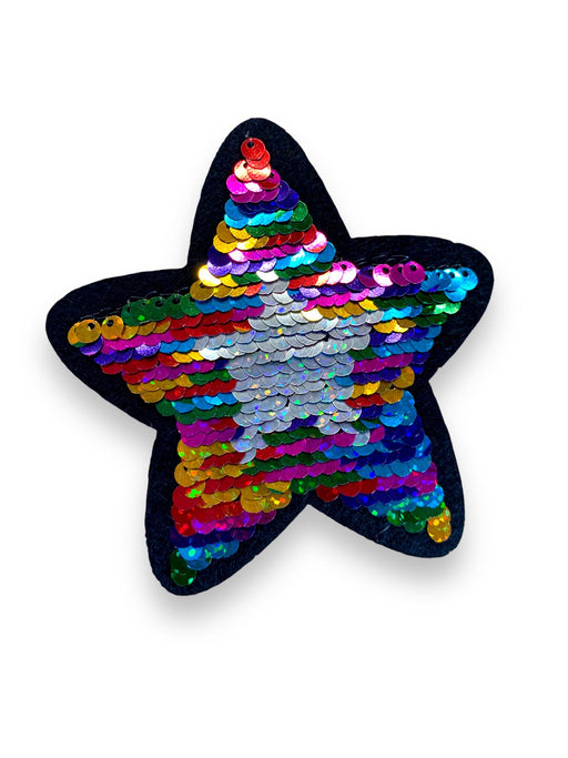 Rainbow Sequin Sparkle Star Iron On Patch