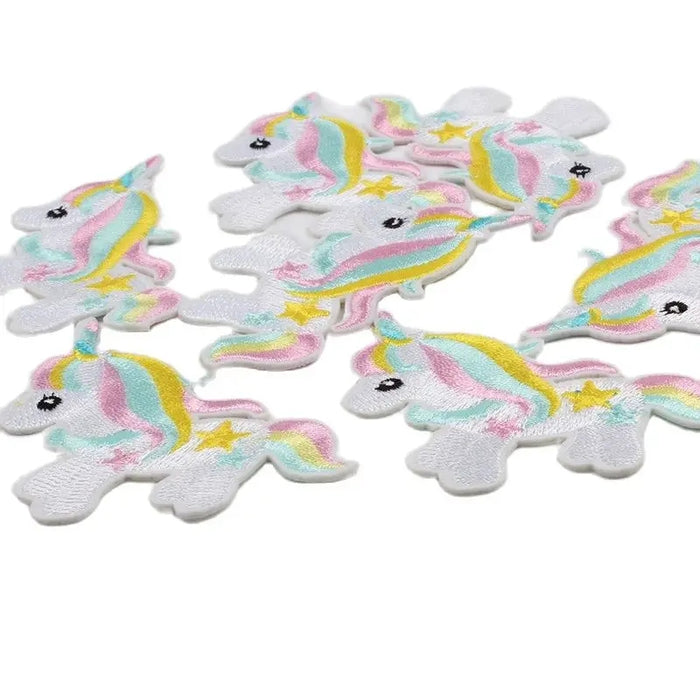 Pastel White Unicorn 9cm Embroidered Iron-On Patch