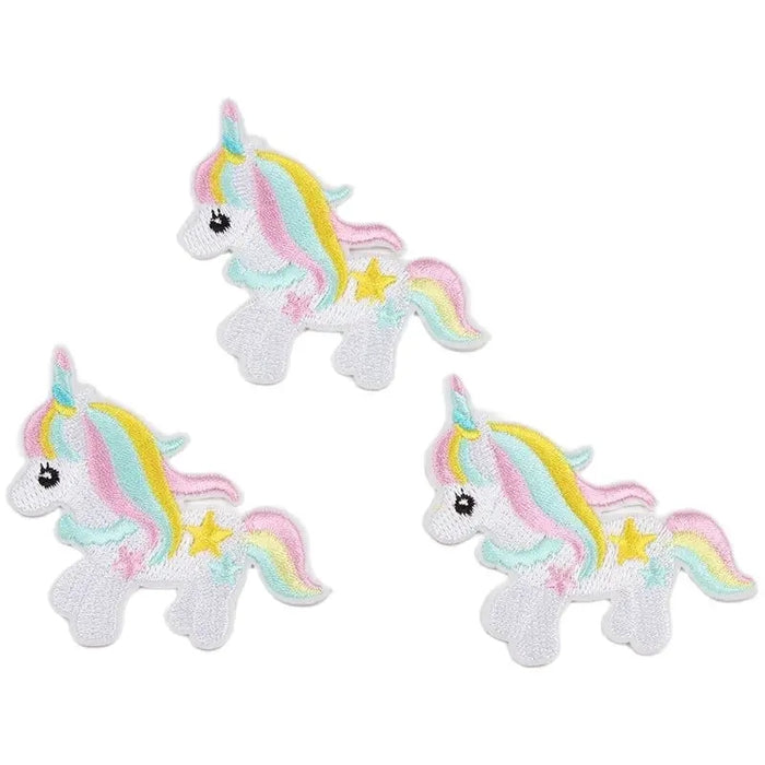 Pastel White Unicorn 9cm Embroidered Iron-On Patch