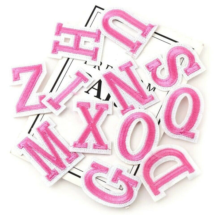 Pink 4.5cm Embroidered Iron On Patch Letters