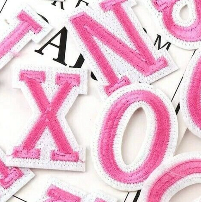 Pink 4.5cm Embroidered Iron On Patch Letters