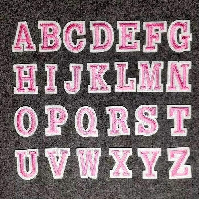 Pink 4.5cm Embroidered Iron On Patch Letters