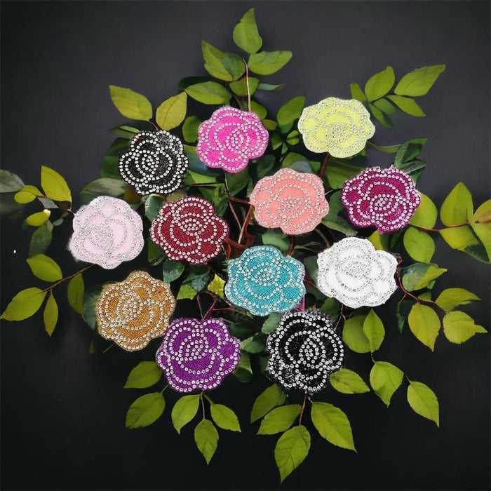 Rhinestone Roses Multi-Coloured 5cm Iron-On Patches