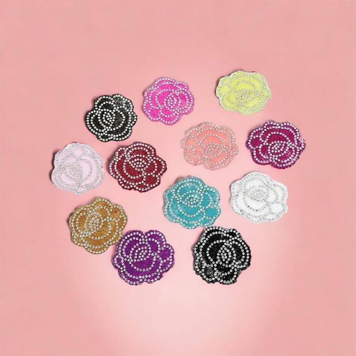 Rhinestone Roses Multi-Coloured 5cm Iron-On Patches