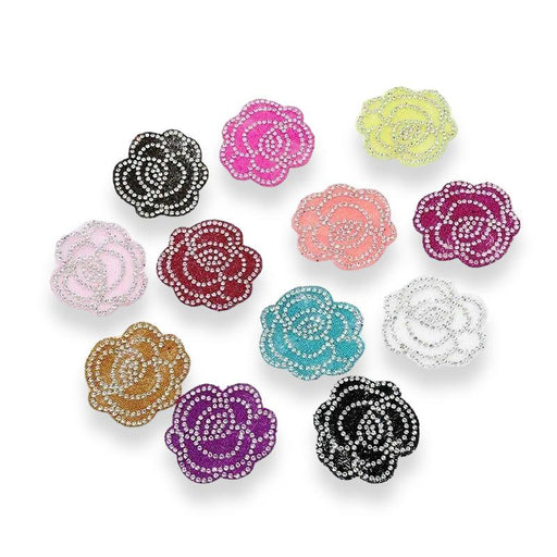 Rhinestone Roses Multi-Coloured 5cm Iron-On Patches