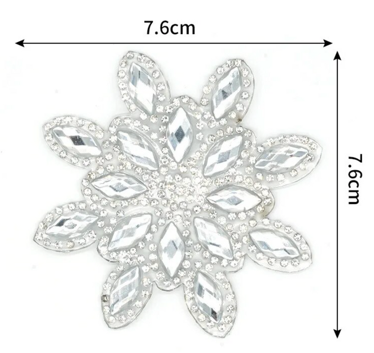 Snowflake Rhinestone 7.6cm Iron-On Patches