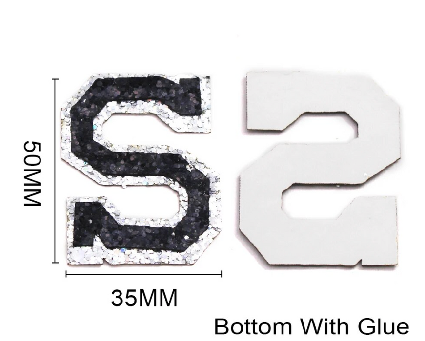 Black Sequin 5cm Iron-On Patch Letter S