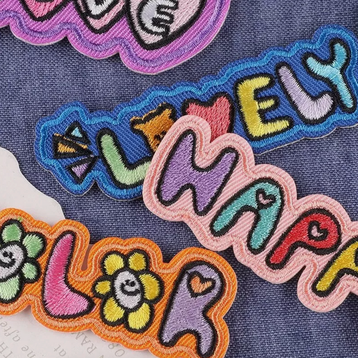 Colourful & Fun Words Embroidered Iron-On Patches