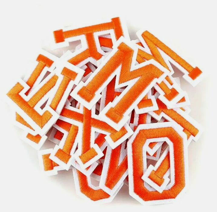 Orange 5cm Embroidered Iron On Patch Letters