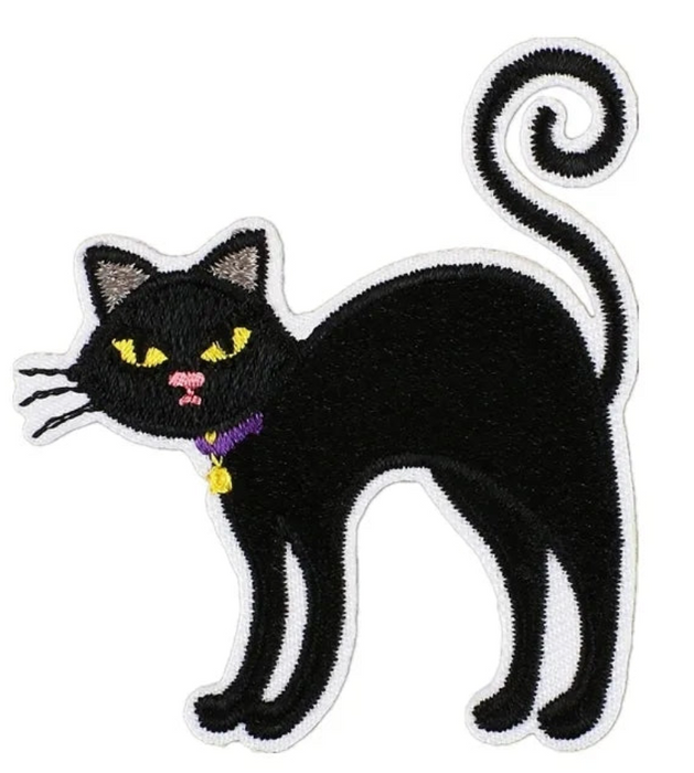 Black Cat Halloween Themed Iron-On Patch