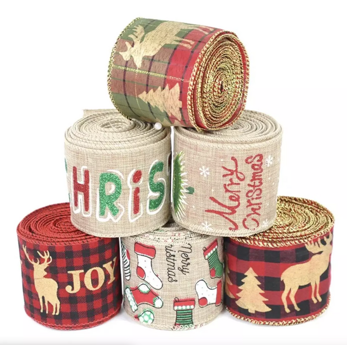 Christmas Wide Burlap Ribbon 5m x 63mm