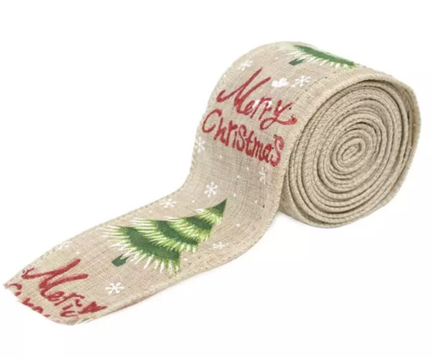 Christmas Wide Burlap Ribbon 5m x 63mm