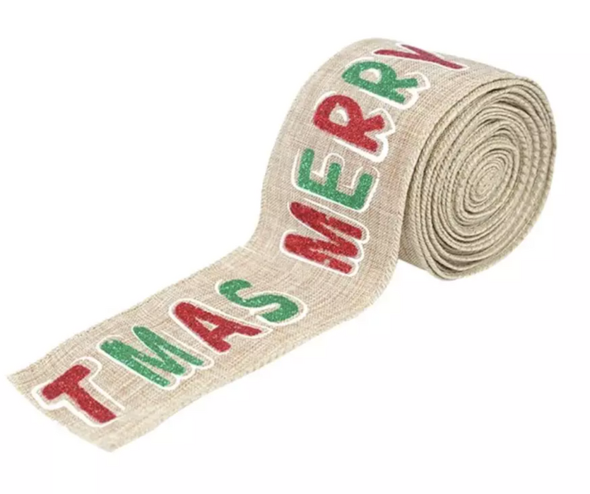 Christmas Wide Burlap Ribbon 5m x 63mm