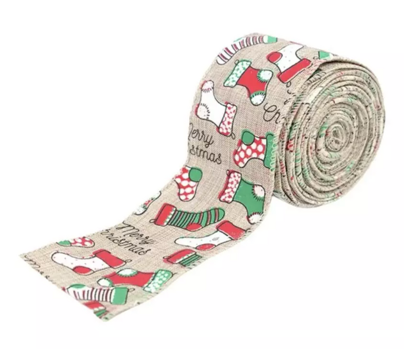 Christmas Wide Burlap Ribbon 5m x 63mm