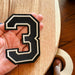 Black Varsity 11.3cm Iron-On Patch Number 3