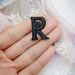 Swirly Black 2.5cm Embroidered Iron-On Patch Letter R